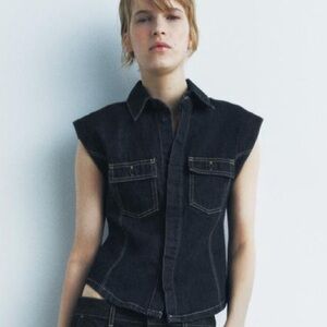 Topstitch Denim Vest ZW Collection Size L